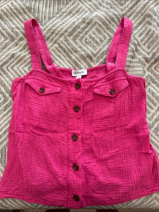Evereve Tops - Evereve Hot Pink Button-Front Tank with Patch Pockets